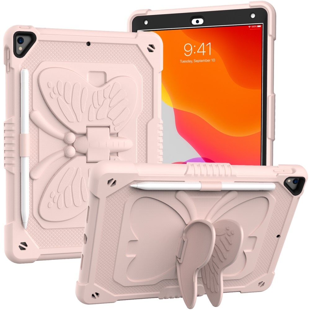 Hybriddeksel sommerfugl iPad 10.2 9th Gen (2021) rosa
