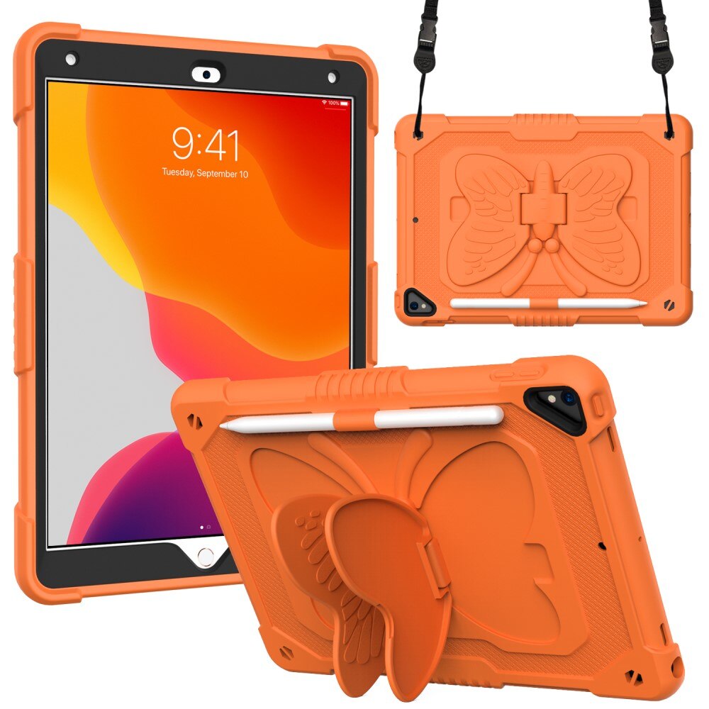 Hybriddeksel sommerfugl iPad 10.2 7th Gen (2019) oransje