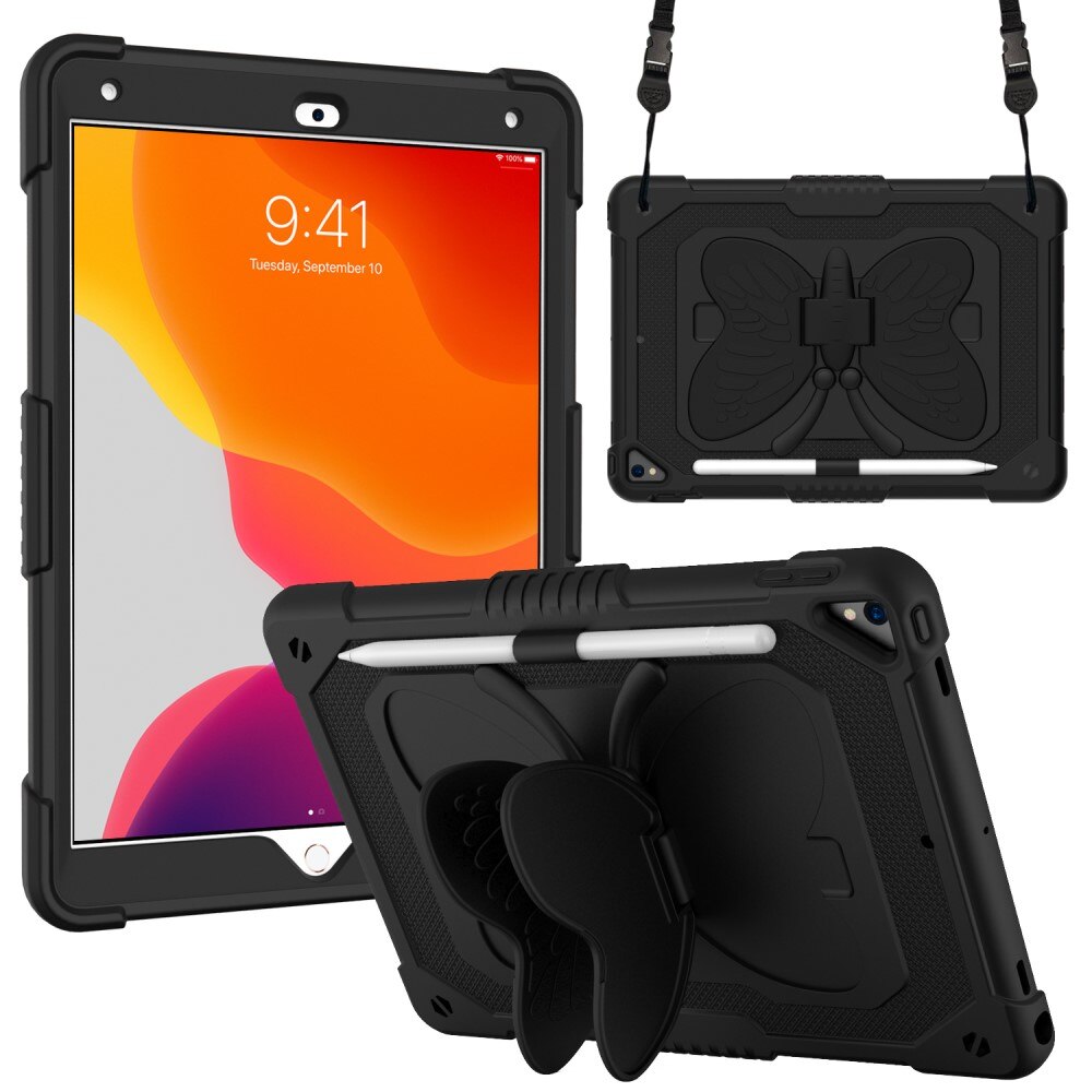 Hybriddeksel sommerfugl iPad 10.2 7th Gen (2019) svart
