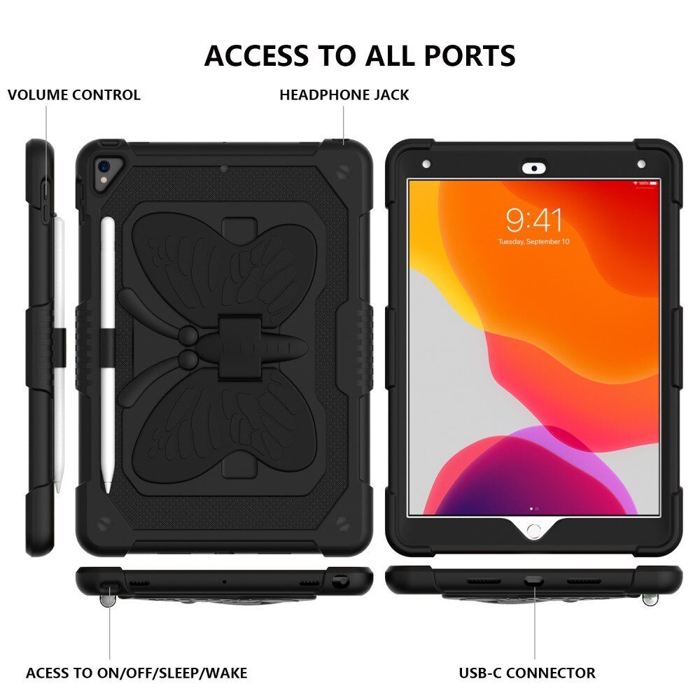 Hybriddeksel sommerfugl iPad 10.2 7th Gen (2019) svart