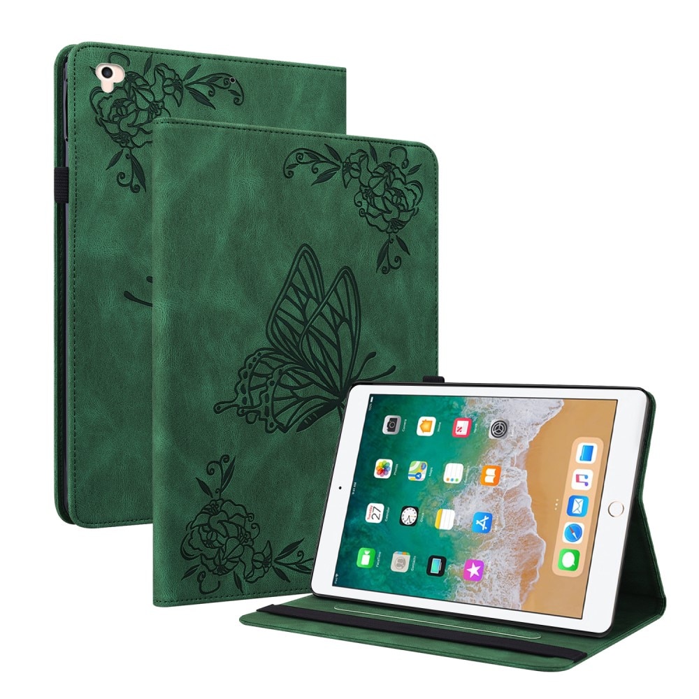 Lærveske Sommerfugler iPad 9.7 6th Gen (2018) grønn