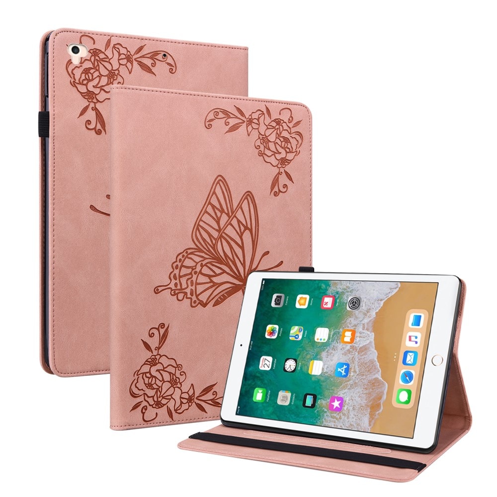 Lærveske Sommerfugler iPad 9.7 5th Gen (2017) rosa