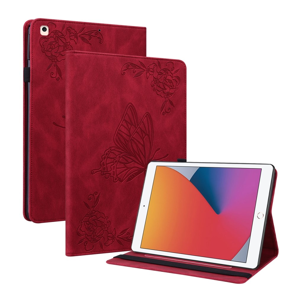 Lærveske Sommerfugler iPad 10.2 rød