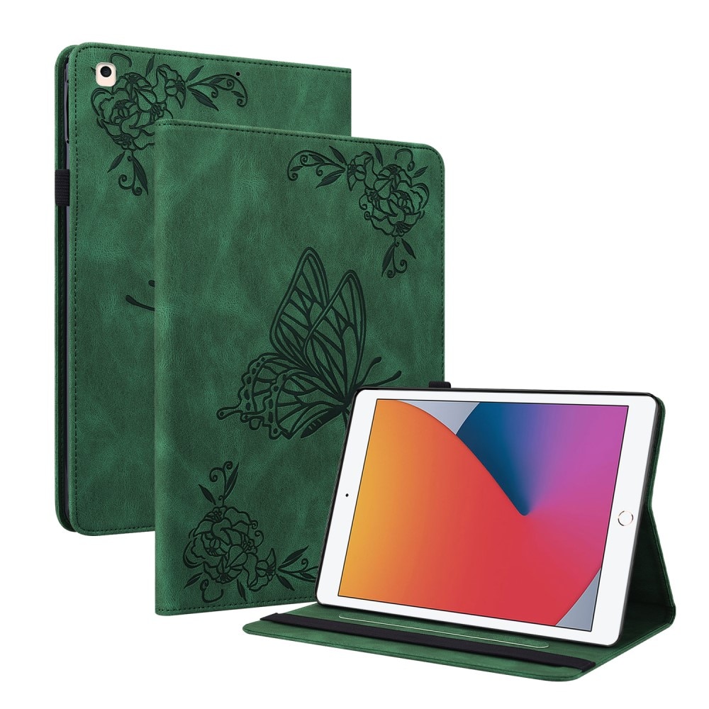 Lærveske Sommerfugler iPad 10.2 9th Gen (2021) grønn