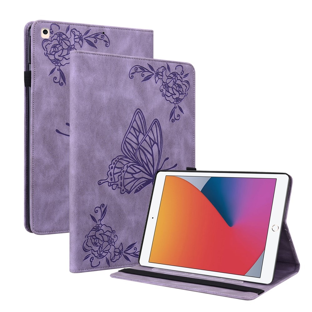 Lærveske Sommerfugler iPad 10.2 lilla