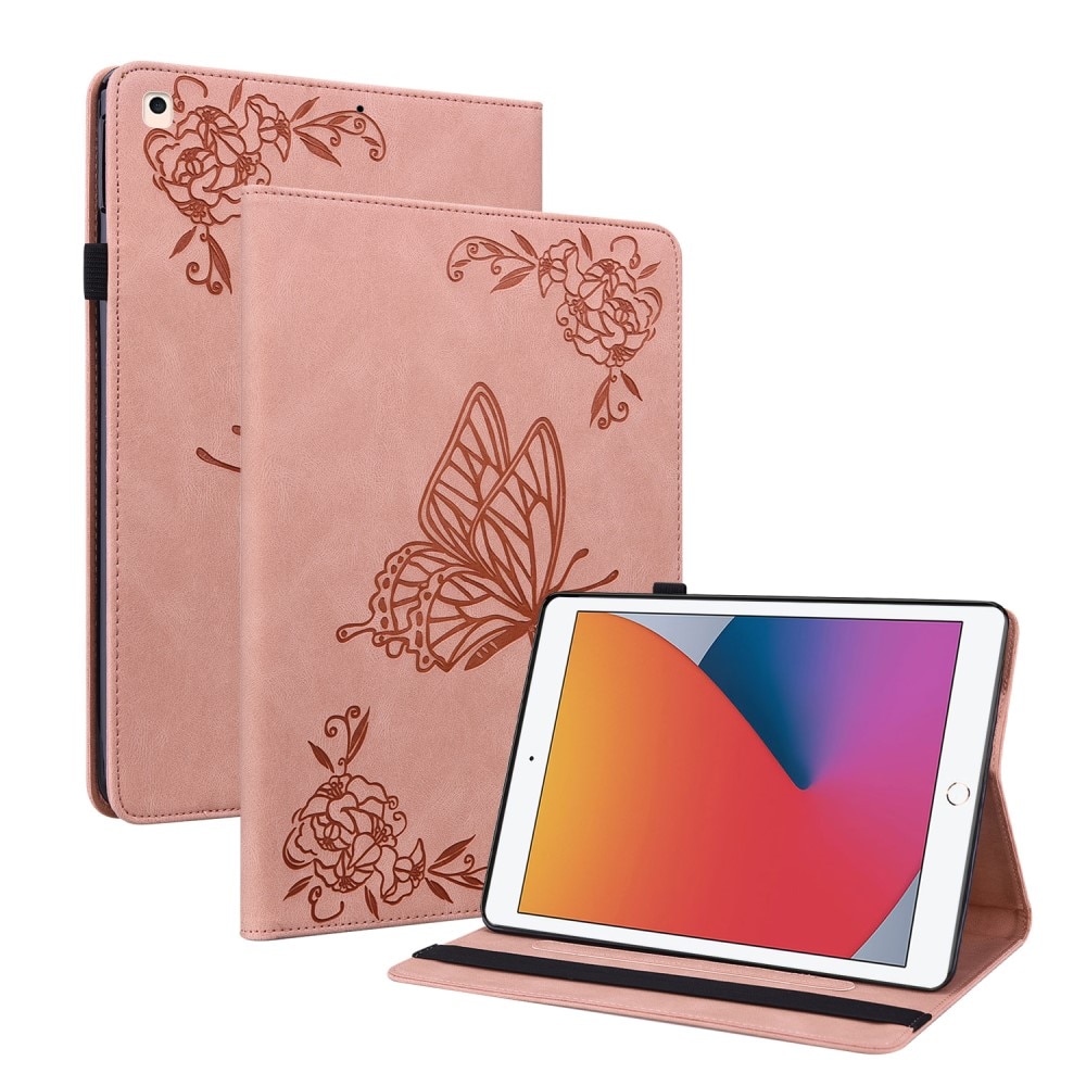 Lærveske Sommerfugler iPad 10.2 9th Gen (2021) rosa