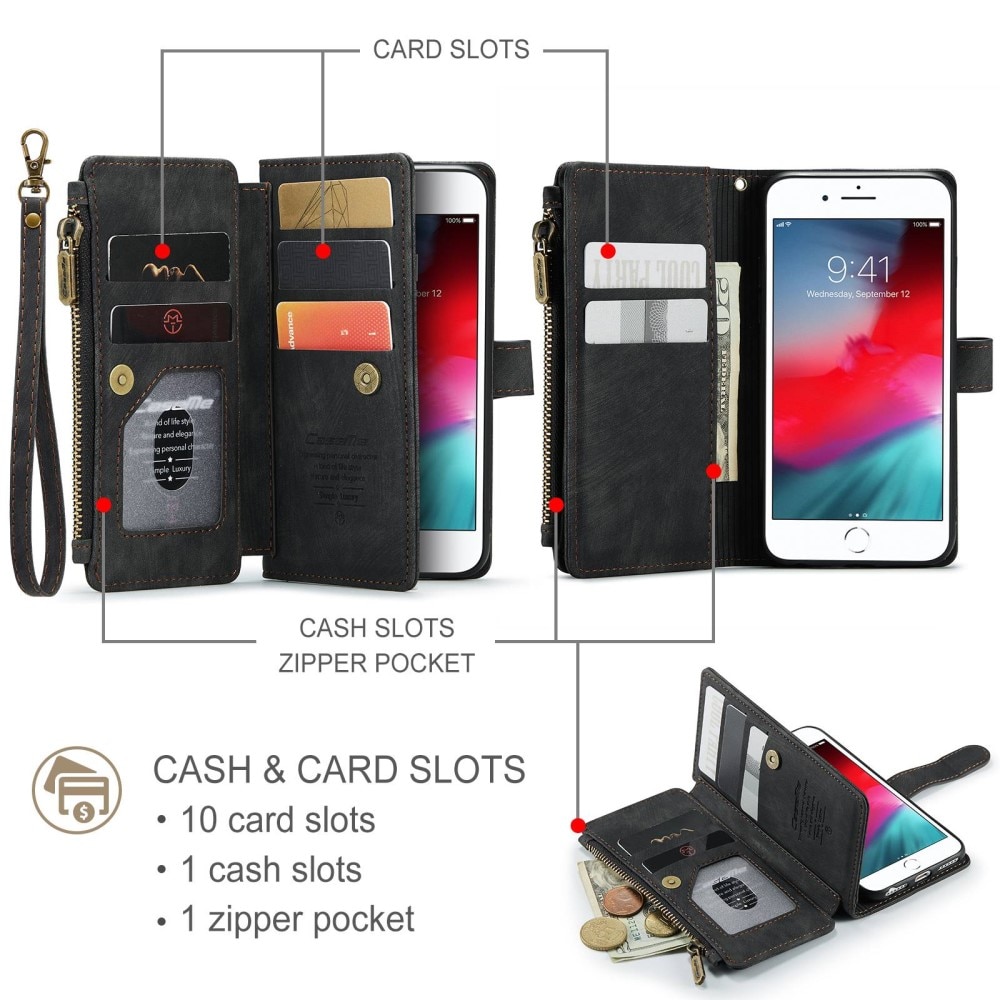 Zipper Wallet iPhone SE (2020) svart