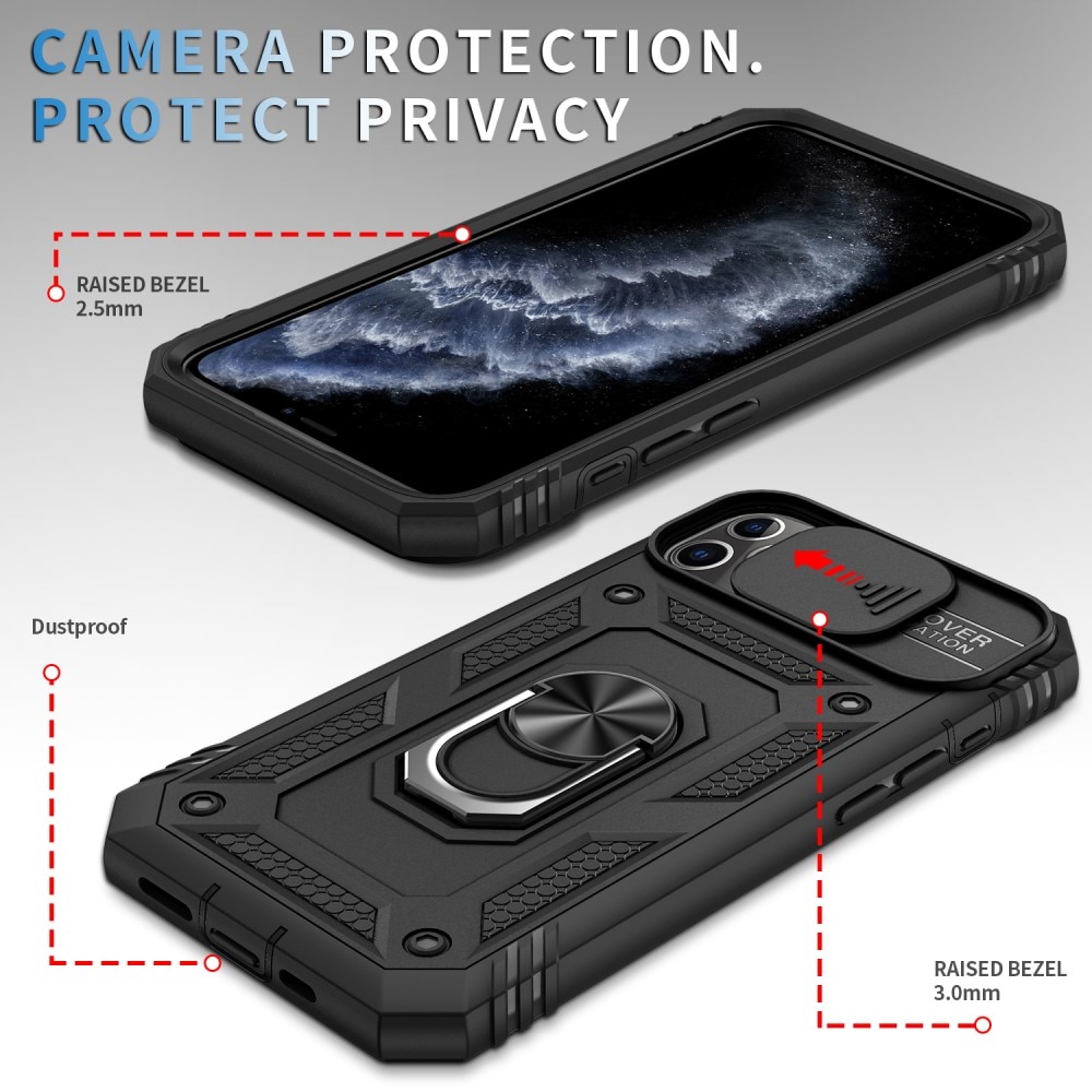Hybriddeksel Tech Ring+Kamerabeskyttelse iPhone 11 Pro Max svart