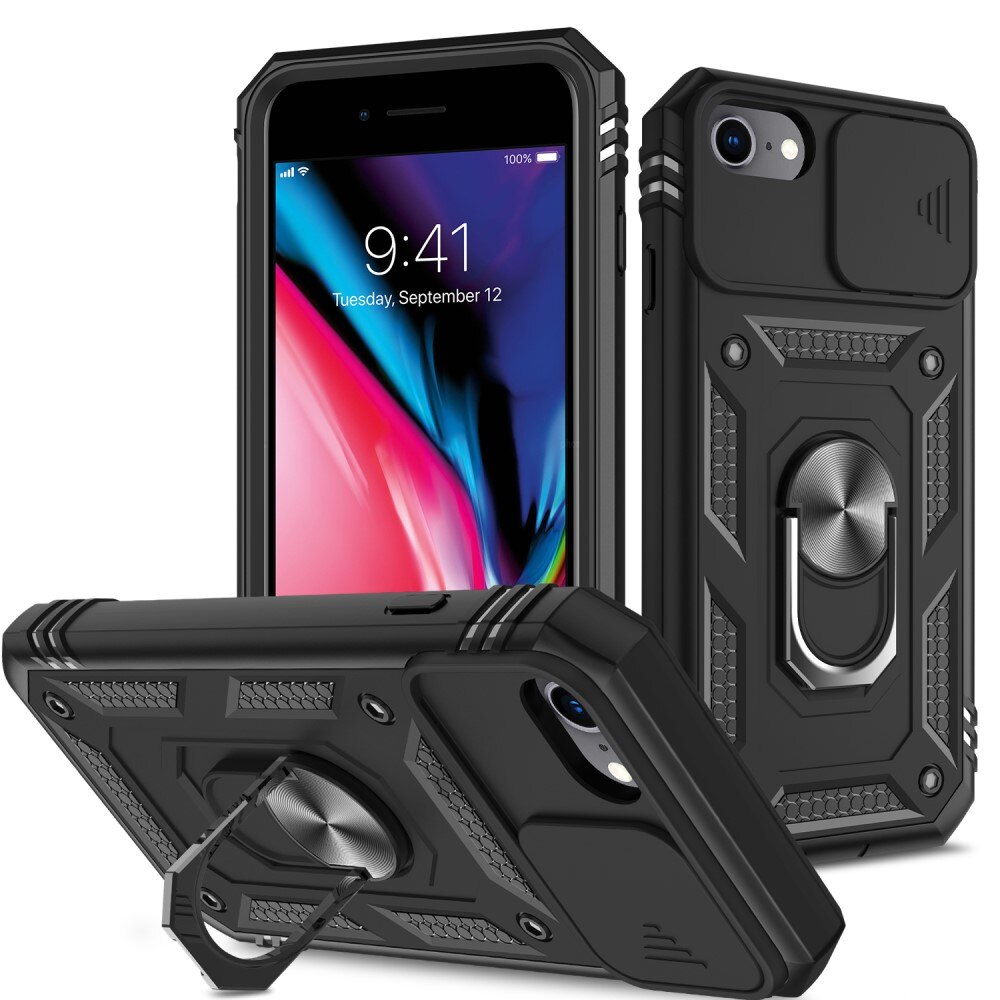 Hybriddeksel Ring + Kamerabeskyttelse Apple iPhone SE 2020/iPhone SE 2022/iPhone 8/iPhone 7 Svart
