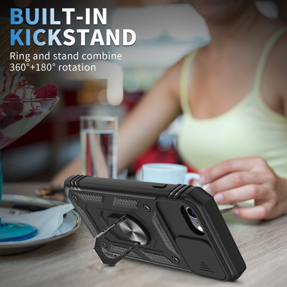 Hybriddeksel Ring + Kamerabeskyttelse Apple iPhone SE 2020/iPhone SE 2022/iPhone 8/iPhone 7 Svart