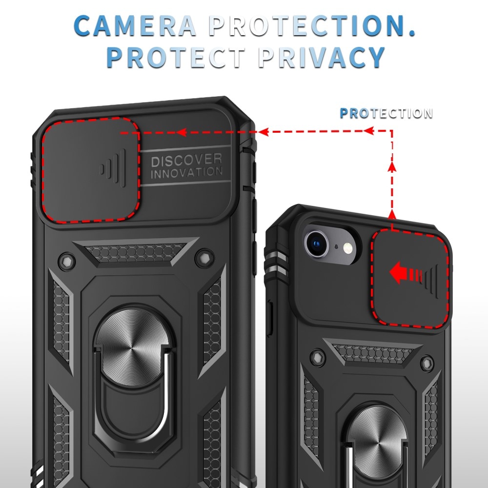 Hybriddeksel Tech Ring+Kamerabeskyttelse iPhone 7/8/SE svart