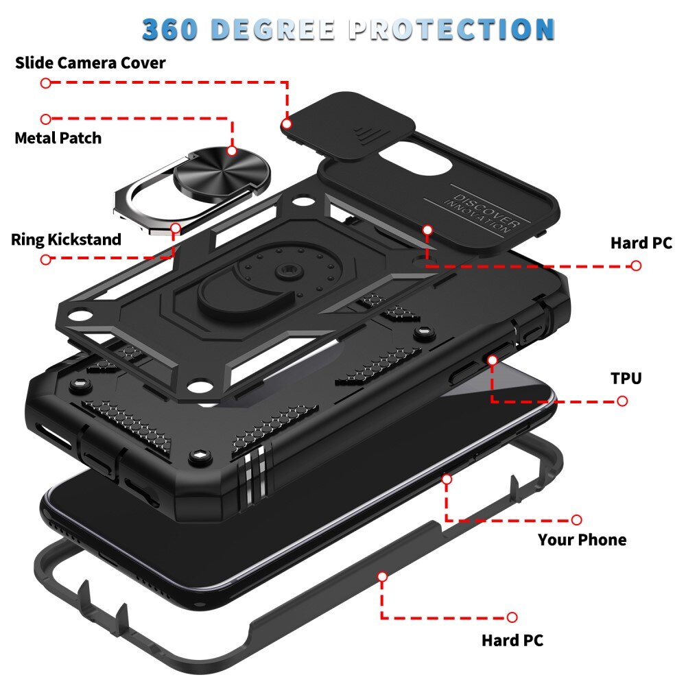 Hybriddeksel Ring + Kamerabeskyttelse Apple iPhone SE 2020/iPhone SE 2022/iPhone 8/iPhone 7 Svart