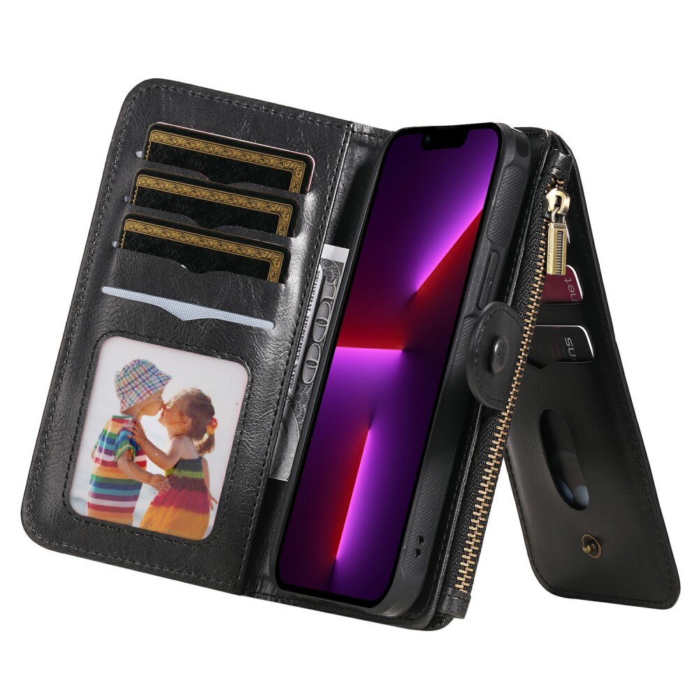 Magnet Leather Multi-Wallet iPhone 13 Pro svart