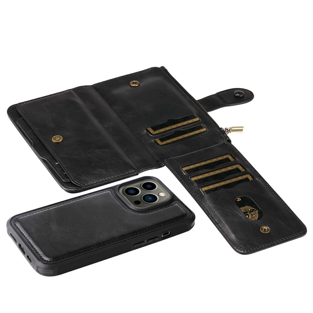 Magnet Leather Multi-Wallet iPhone 13 Pro svart