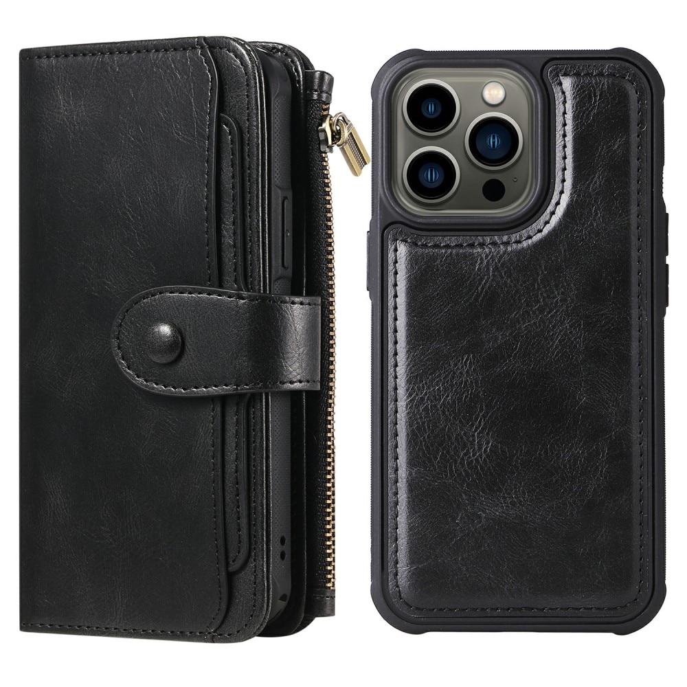 Magnet Leather Multi-Wallet iPhone 13 Pro svart