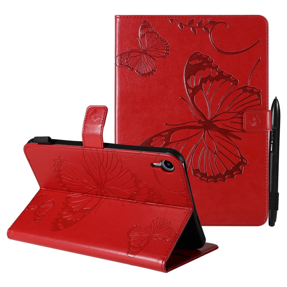Lærveske Sommerfugler iPad Mini 6 2021 rød