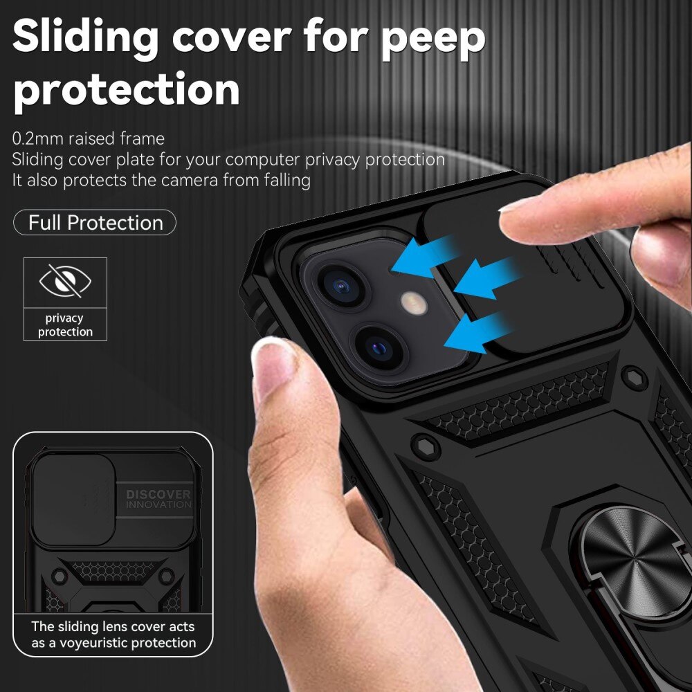 Hybriddeksel Ring+Camera Protection iPhone 12/12 Pro svart