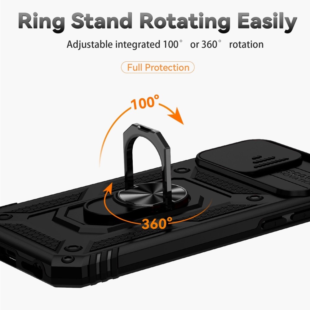 Hybriddeksel Tech Ring+Kamerabeskyttelse iPhone SE (2022) svart