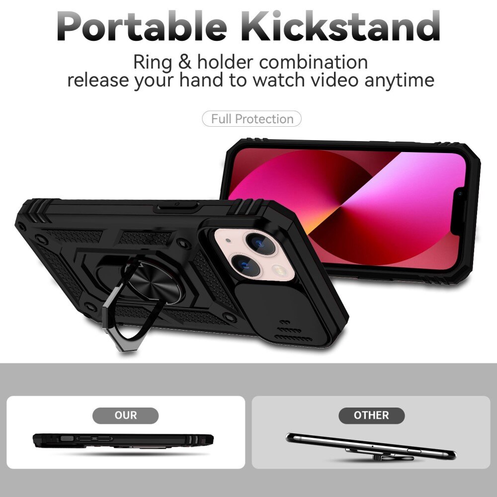Hybriddeksel Ring + Kamerabeskyttelse iPhone 13 Svart