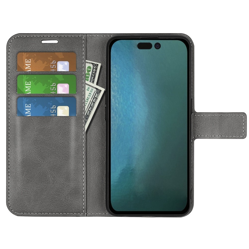Leather Wallet iPhone 14 Pro Grey