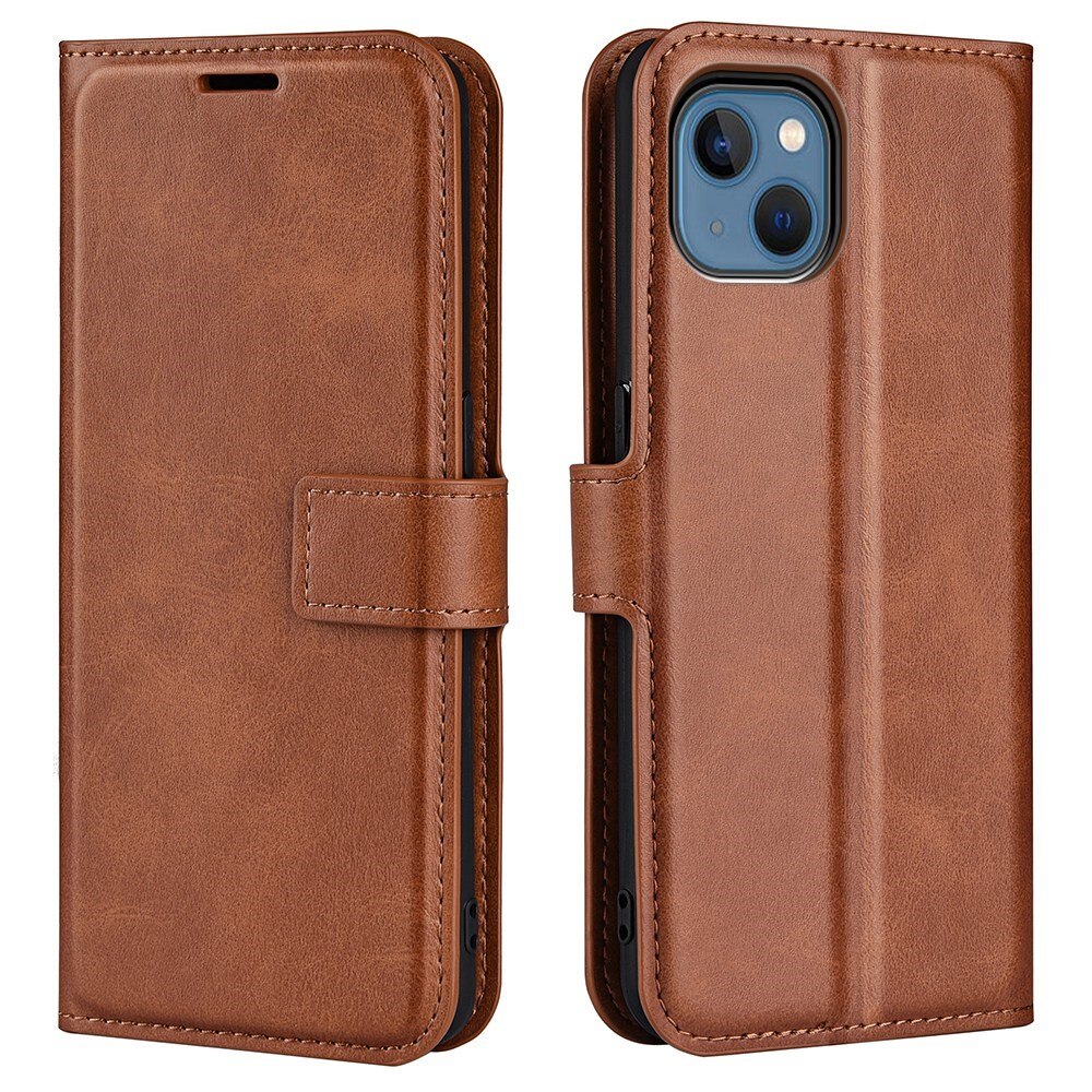 Leather Wallet iPhone 14 Plus Brown