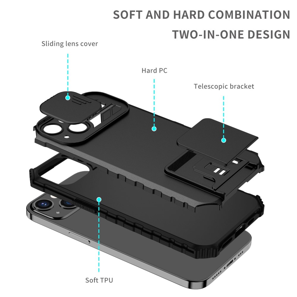 iPhone 13 Pro Kickstand Deksel kamerabeskyttelse svart