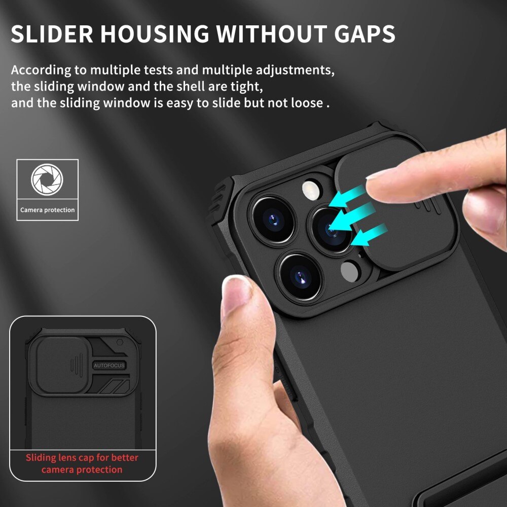 iPhone 13 Pro Kickstand Deksel kamerabeskyttelse Svart