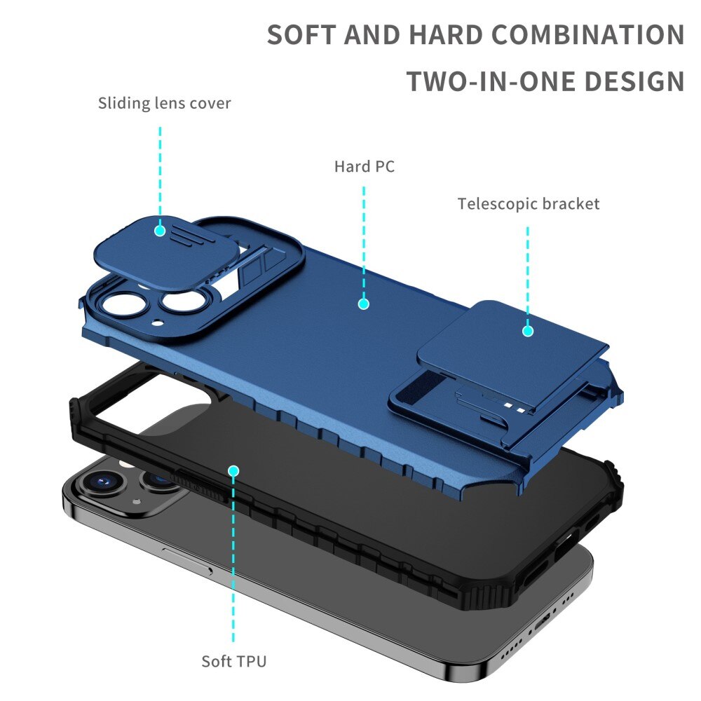 iPhone 13 Pro Kickstand Deksel kamerabeskyttelse blå