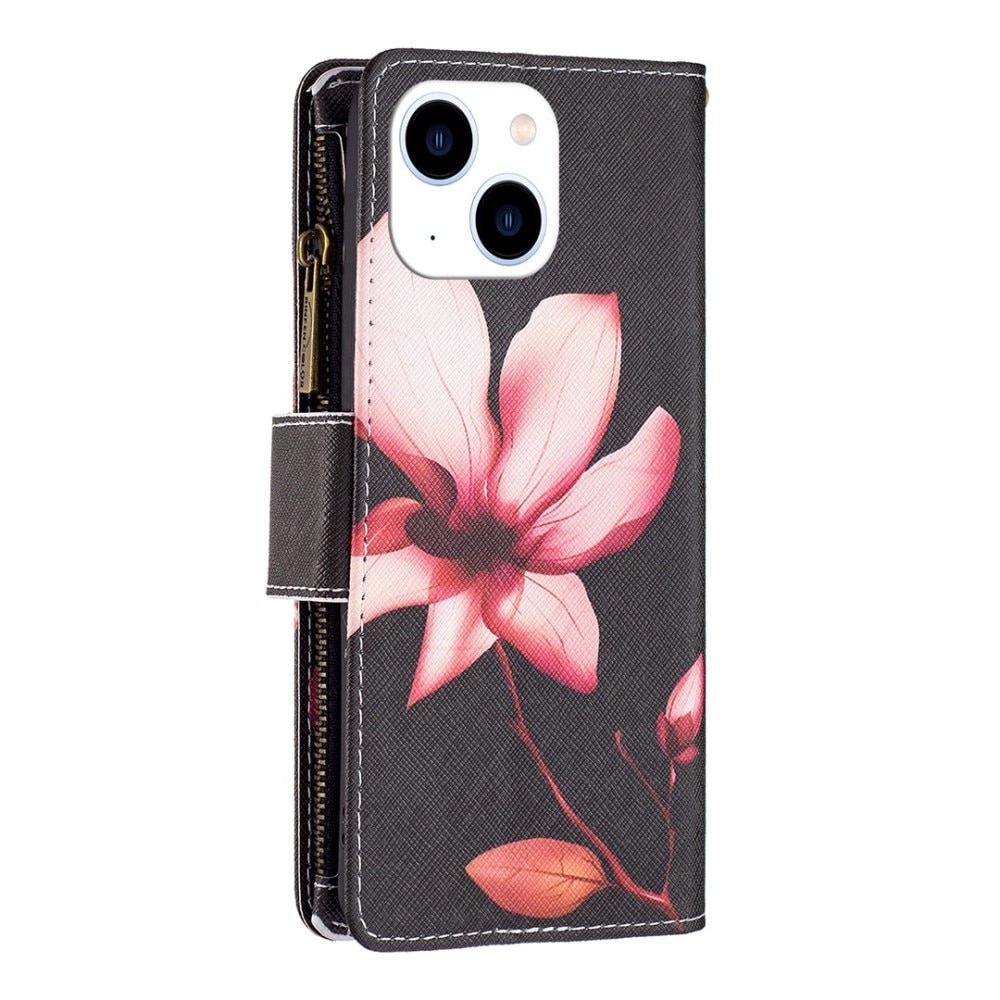 Lommebokveske iPhone 14 Rosa Blomst