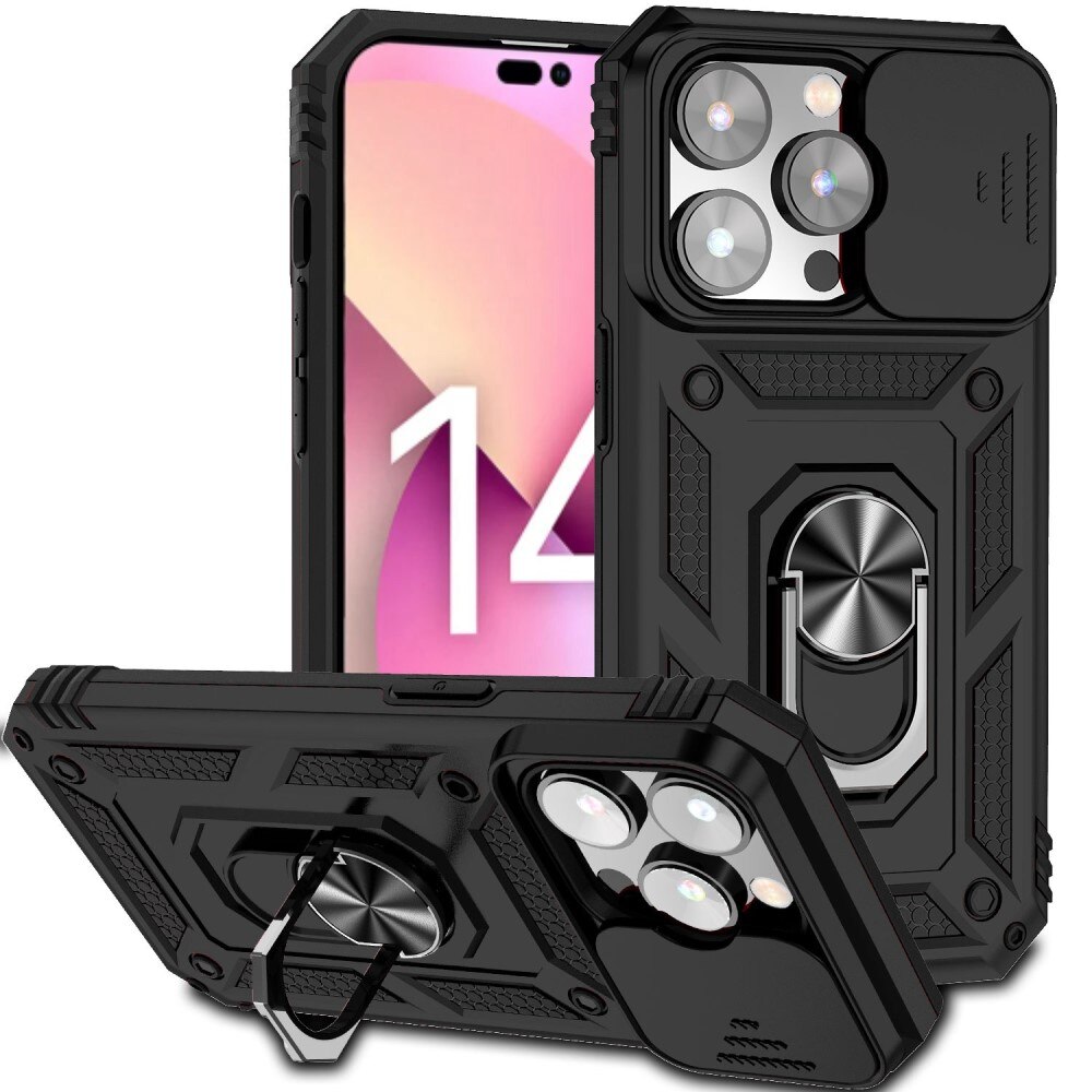 Hybriddeksel Ring + Kamerabeskyttelse iPhone 14 Pro Max Svart