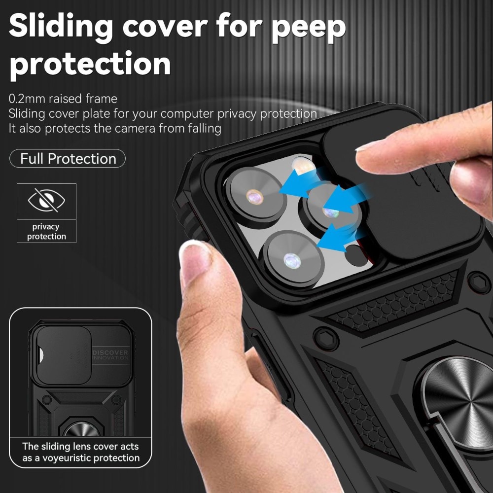 Hybriddeksel Tech Ring+Kamerabeskyttelse  iPhone 14 Pro Max svart