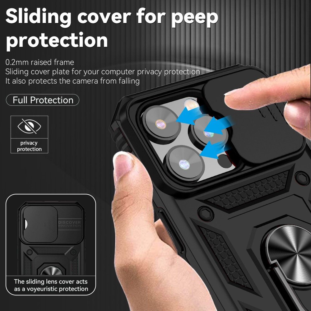 Hybriddeksel Ring + Kamerabeskyttelse iPhone 14 Pro Max Svart