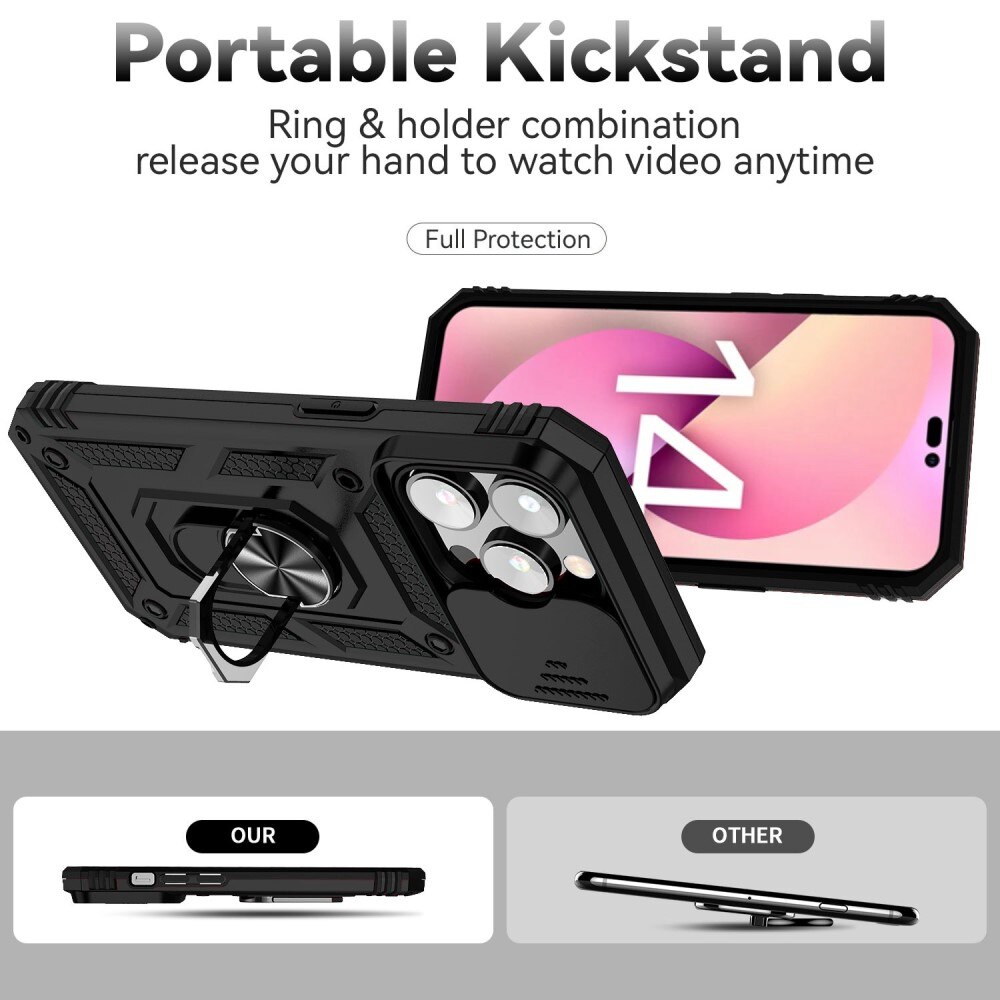 Hybriddeksel Ring + Kamerabeskyttelse iPhone 14 Pro Max Svart