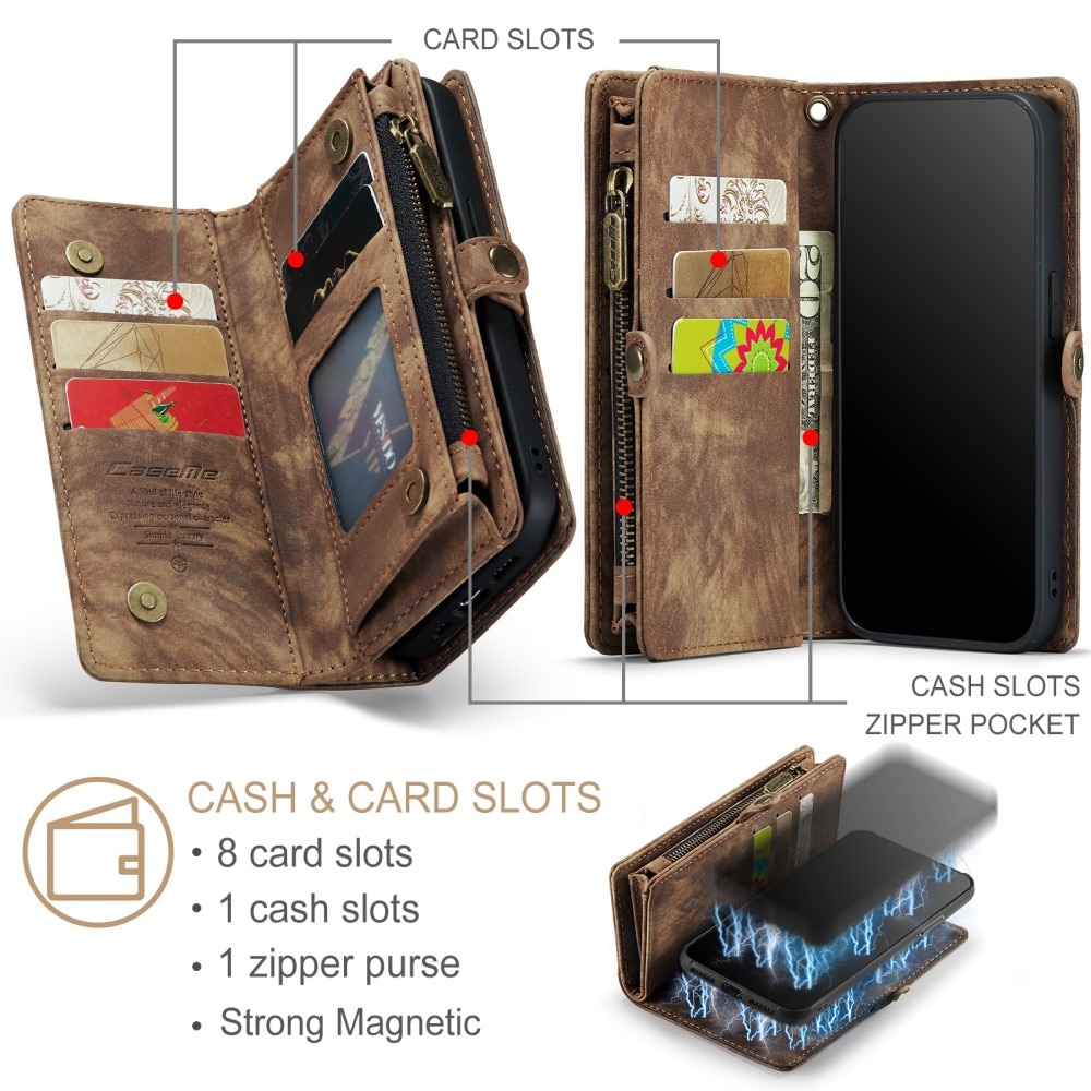Multi-slot Lommeboksetui iPhone 7 Plus/8 Plus brun