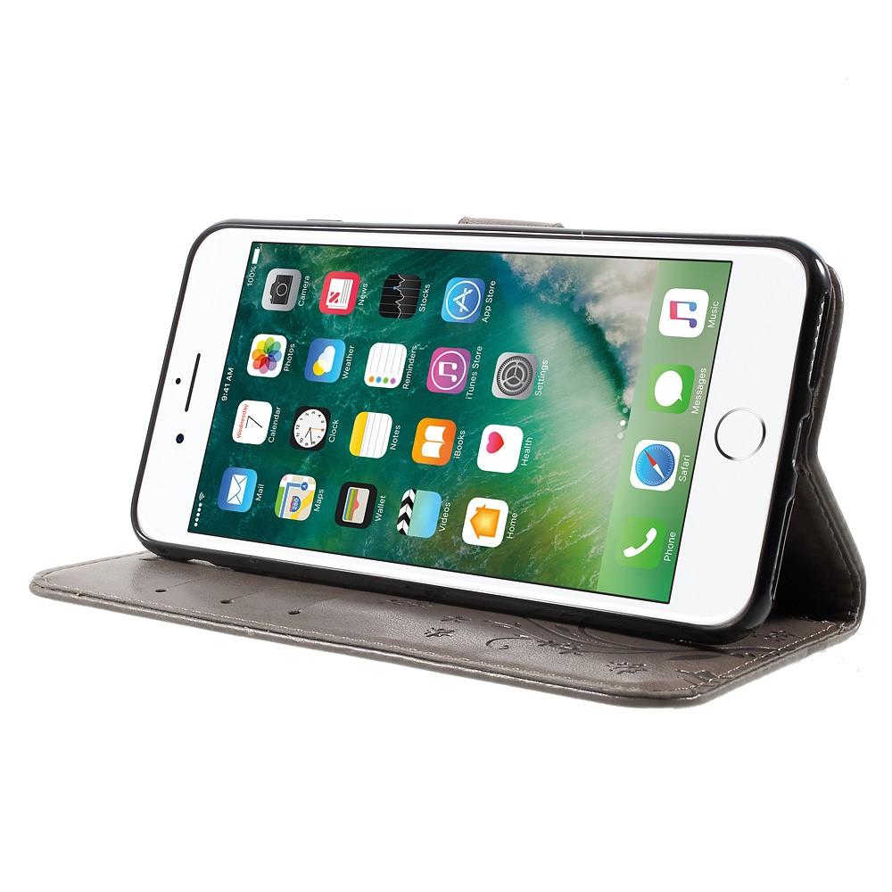 Lærveske Sommerfugler Apple iPhone 7 Plus/iPhone 8 Plus Grå
