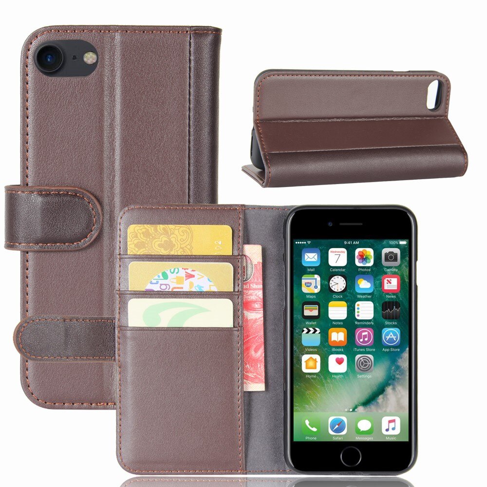 Ekte Lærveske iPhone SE (2020) brun