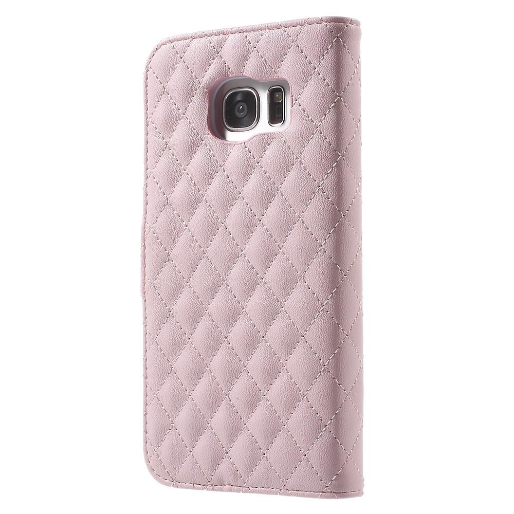Lommebokdeksel Samsung Galaxy S7 Edge Quilted rosa