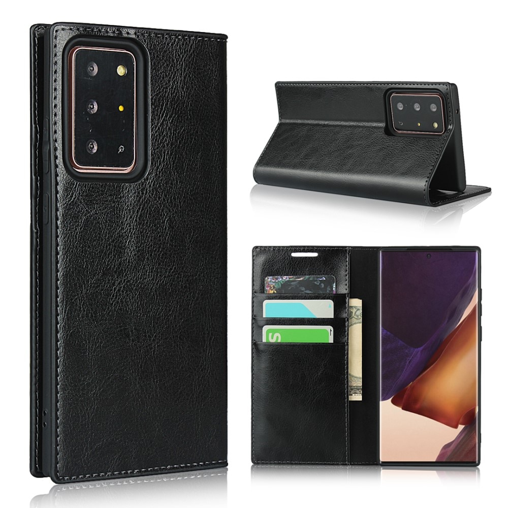 Mobiletui Ekte Lær Samsung Galaxy Note 20 Ultra svart
