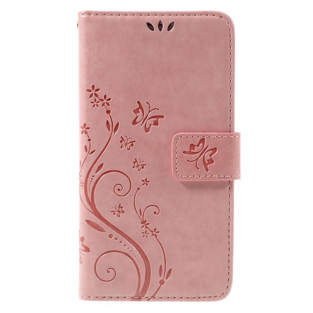 Lærveske Sommerfugler Samsung Galaxy J5 2016 Rosa
