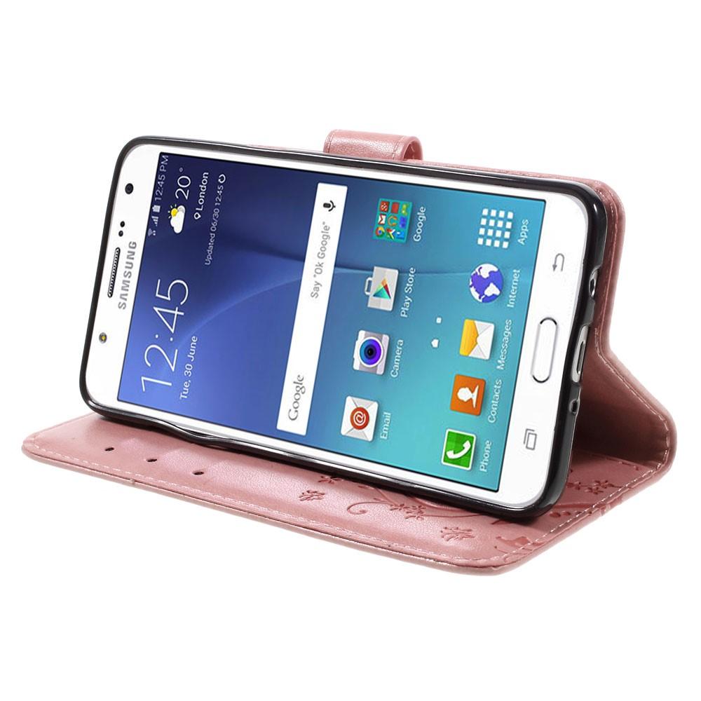 Lærveske Sommerfugler Samsung Galaxy J5 2016 rosa