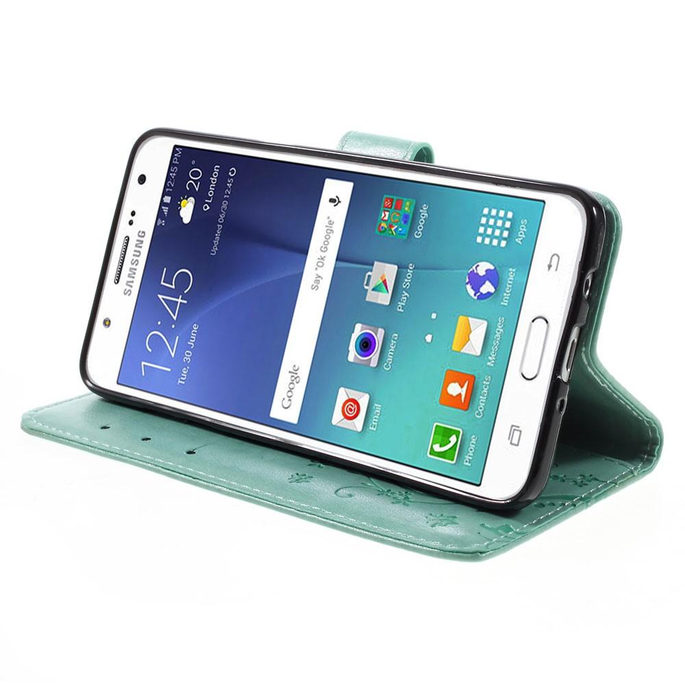 Lærveske Sommerfugler Samsung Galaxy J5 2016 Grønn