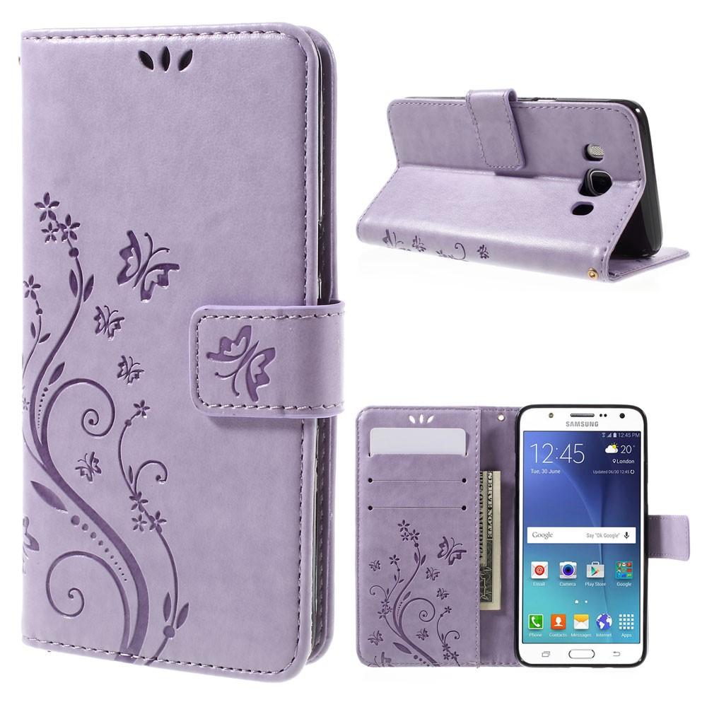 Lærveske Sommerfugler Samsung Galaxy J5 2016 Lilla