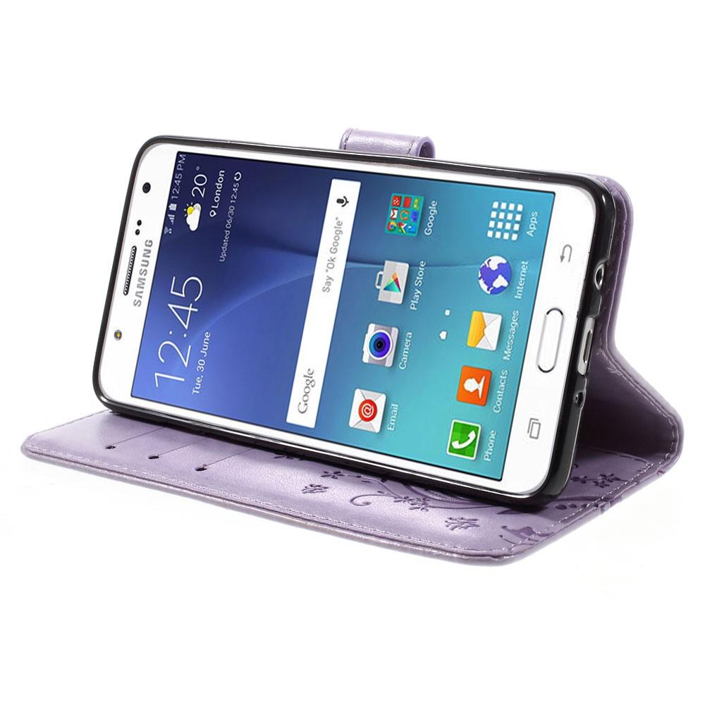Lærveske Sommerfugler Samsung Galaxy J5 2016 Lilla