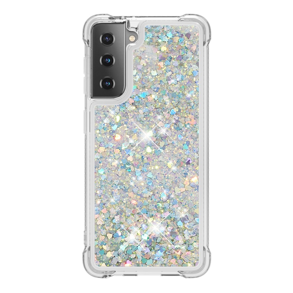 Glitter Powder TPU Case Samsung Galaxy S21 sølv