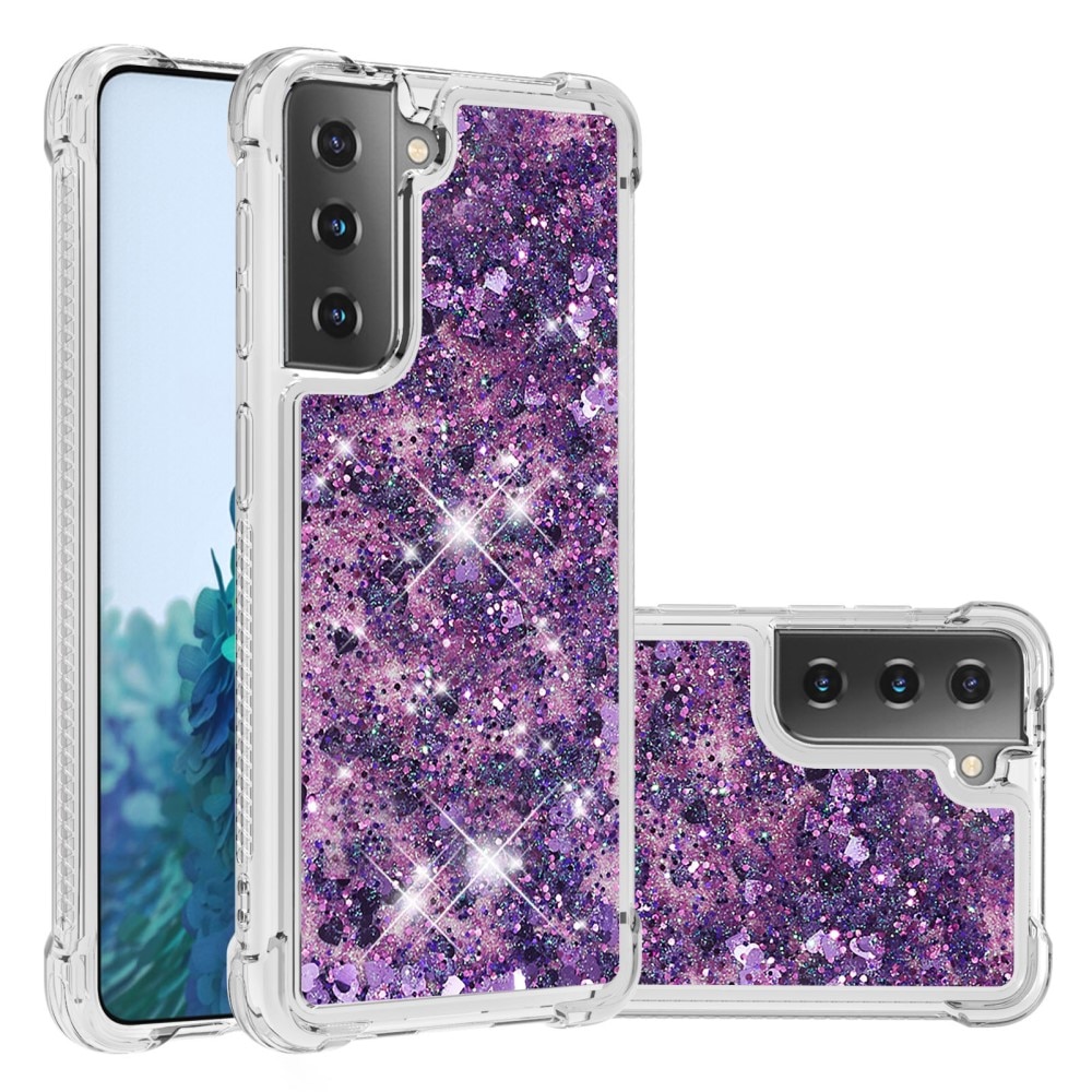 Glitter Powder TPU Case Samsung Galaxy S21 lilla