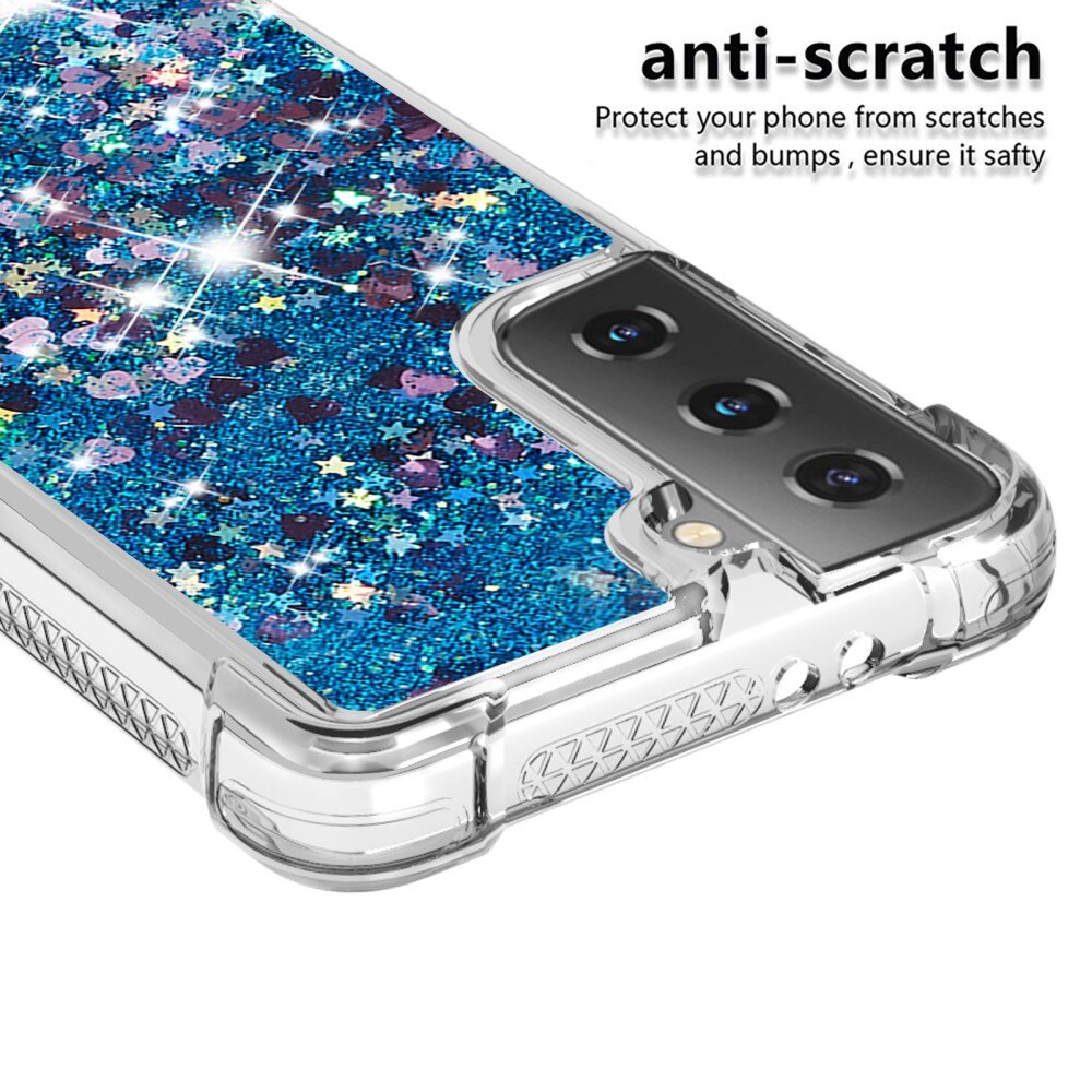 Glitter Powder TPU Case Samsung Galaxy S21 blå