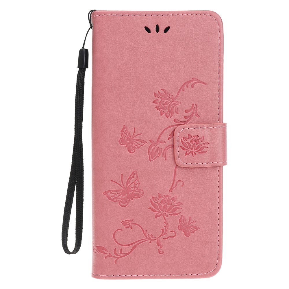 Lærveske Sommerfugler Samsung Galaxy A22 5G Rosa