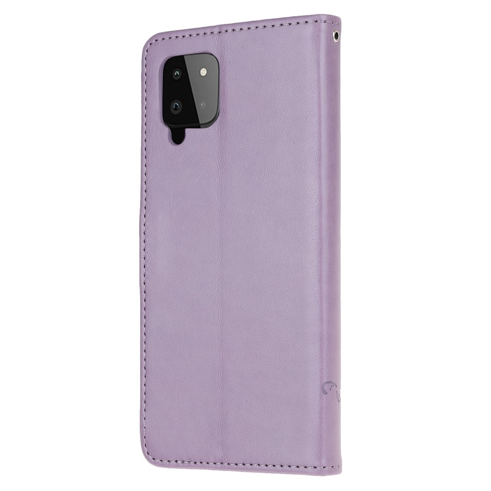 Lærveske Sommerfugler Samsung Galaxy A22 4G Lilla