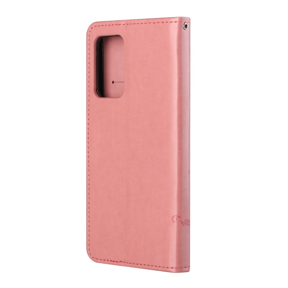 Lærveske Sommerfugler Samsung Galaxy A82 5G rosa