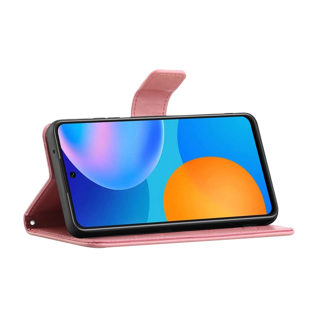 Lærveske Sommerfugler Samsung Galaxy A82 5G rosa